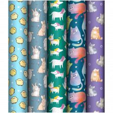 Упаковочная бумага глянц. 70*100см, MESHU Любимые питомцы, 80г/м2, ассорти 5 дизайнов