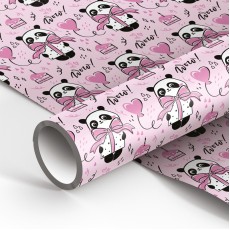 Упаковочная бумага глянц. 70*100см, MESHU PandaGift_Pink, 80г/м2