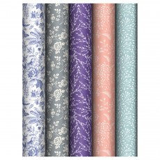 Упаковочная бумага глянц. 70*100см, MESHU Grace pattern, 80 г/м2, ассорти, 5 дизайнов