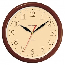 Часы настенные ход плавный, Troyka 21234287, круглые, 24*24*3, коричневая рамка
