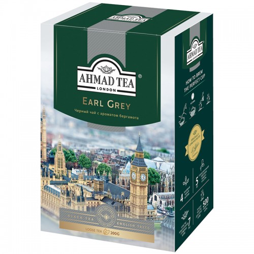 Чай Ahmad Tea Earl Grey, черный, с бергамотом, листовой, 200г