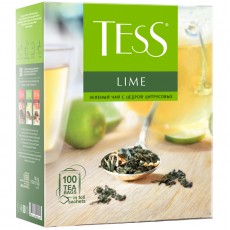 Чай Tess Lime, зеленый с цедрой цитрусовых, 100 фольг. пакетиков по 1,5г