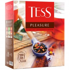 Чай Tess Pleasure, черный, тропич. фрукты, лепестки цветов, шиповник, яблоко, 100 фольг. пакетиков по 1,5г