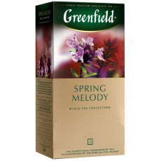 Чай Greenfield Spring Melody, черный с ароматом мяты, чабреца, 25 фольг. пакетиков по 2г