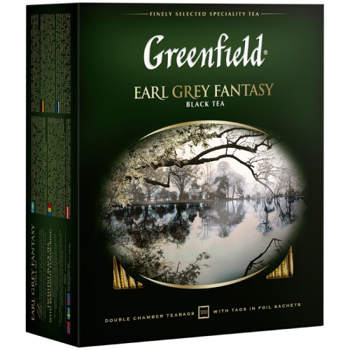 Чай Greenfield Earl Grey, черный с бергамотом, 100 фольг. пакетиков по 2г