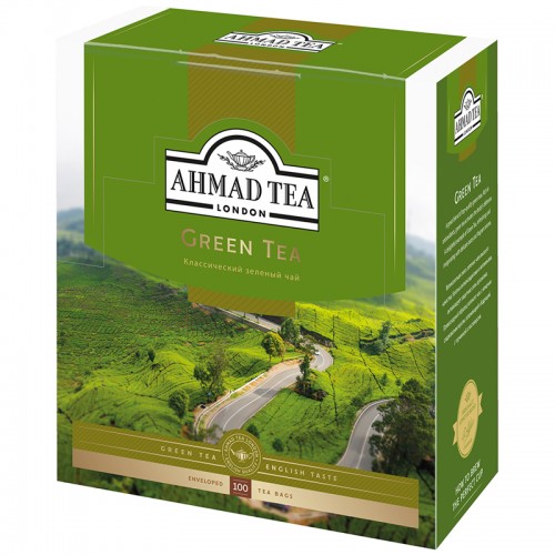 Чай Ahmad Tea Green Tea, зеленый, 100 фольг. пакетиков по 2г