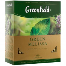 Чай Greenfield Green Melissa, зеленый, 100 фольг. пакетиков по 1,5г.