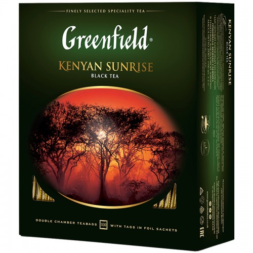 Чай Greenfield Kenyan Sunrise, черный, 100 фольг. пакетиков по 2г
