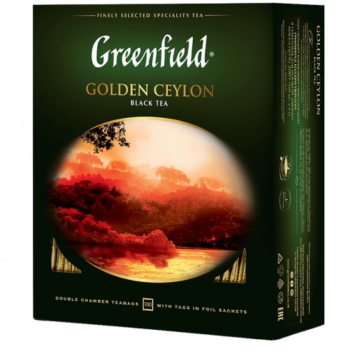 Чай Greenfield Golden Ceylon, черный, 100 фольг. пакетиков по 2г