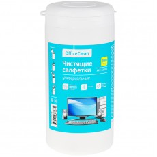 Салфетки чистящие влажные OfficeClean, универсальные, в тубе, плотные, 100шт.