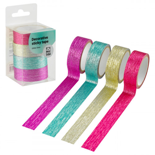 Набор клейких декоративных лент MESHU Glitter lines, 4шт