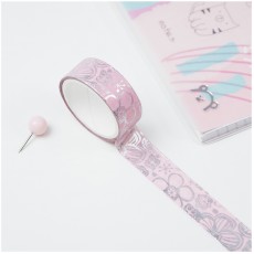 Клейкая лента декоративная MESHU Pink elegance, 1,5см*3м
