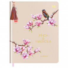 Дневник 1-11 кл. 48л. (твердый) BG Magnolia, иск. кожа, тиснение фольгой, печать, кисточка иск. кожа, ляссе