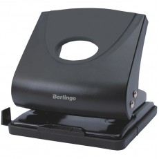 Дырокол Berlingo Office Soft 30л., пластиковый, черный, с линейкой