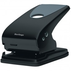 Дырокол Berlingo Office Soft 65л., металлический, черный, с линейкой