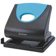 Дырокол Berlingo Office Soft 30л., пластиковый, синий, с линейкой