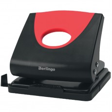 Дырокол Berlingo Office Soft 20л., пластиковый, красный, с линейкой
