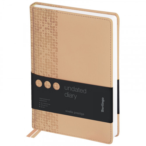 Ежедневник недатированный, А5, 160л., кожзам, Berlingo Vivella Prestige, бежевый