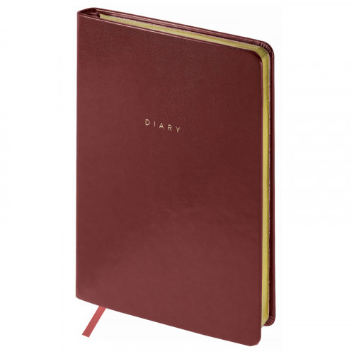 Ежедневник недатированный, А5, 136л., кожзам, OfficeSpace Windsor, коричневый, золотой срез