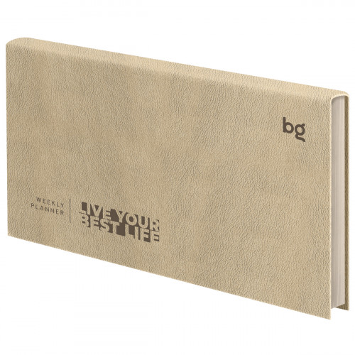Еженедельник недатированный, 64л., мягкий переплет, кожзам, BG Waltz.Beige metallic, цветной срез