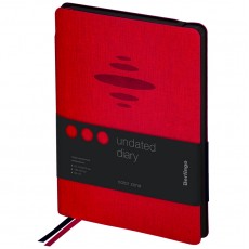 Ежедневник недатированный, А5, 136л., кожзам, Berlingo Color Zone, черн. срез, с резинкой, красный