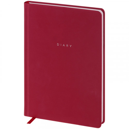 Ежедневник недатированный, А5, 136л., кожзам, OfficeSpace Grace pearl, бордовый, серебр. срез