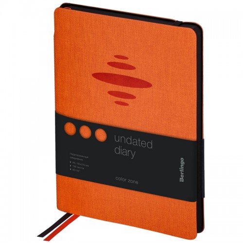 Ежедневник недатированный, А5, 136л., кожзам, Berlingo Color Zone, черн. срез, с резинкой, оранжевый