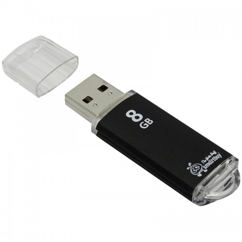 Память Smart Buy V-Cut 8GB, USB 2.0 Flash Drive, черный (металл. корпус )