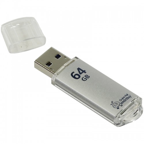 Память Smart Buy V-Cut 64GB, USB 2.0 Flash Drive, серебристый (металл. корпус )