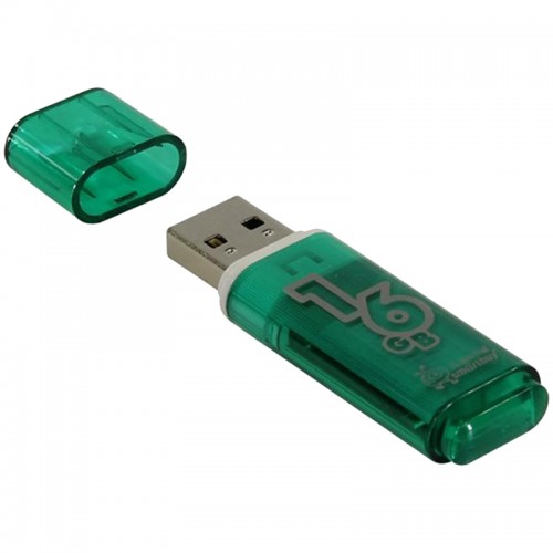 Память Smart Buy Glossy 16GB, USB 2.0 Flash Drive, зеленый