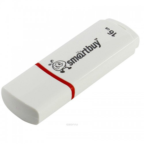 Память Smart Buy Crown 16GB, USB 2.0 Flash Drive, белый