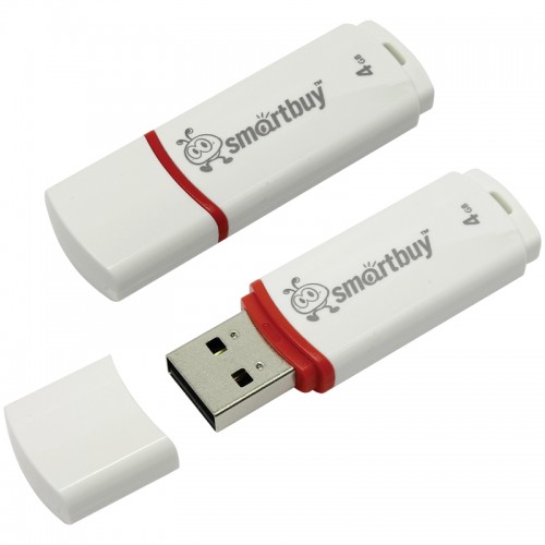 Память Smart Buy Crown 4GB, USB 2.0 Flash Drive, белый