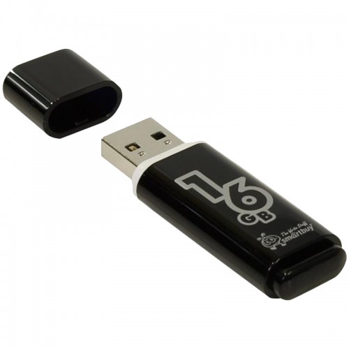 Память Smart Buy Glossy 16GB, USB 2.0 Flash Drive, черный