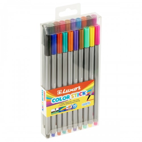 Фломастеры Luxor Color Stick, 20цв., смываемые, ПВХ, европодвес