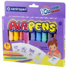 Фломастеры воздушные Centropen AirPens Pastel, 10цв.+8 трафаретов, картон. упаковка, европодвес
