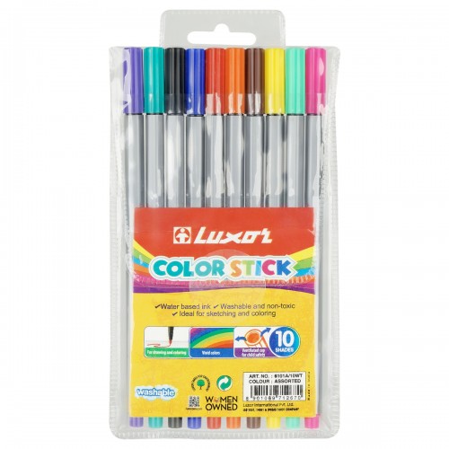 Фломастеры Luxor Color Stick, 10цв., смываемые, ПВХ, европодвес