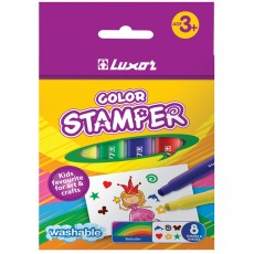 Фломастеры-штампы Luxor Color Stamper, 08цв., смываемые, картон, европодвес
