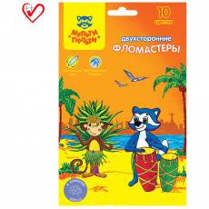 Фломастеры двусторонние Мульти-Пульти Енот в Бразилии, 10цв., 10шт., смываемые, картон, европодвес Фломастеры двусторонние Мульти-Пульти Енот в Бразилии, 10цв., 10шт., смываемые, картон, европодвес