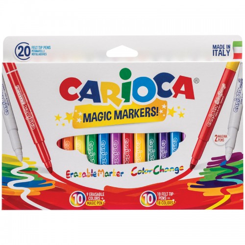 Фломастеры меняющие цвет/стираемые Carioca Magic Markers, 18цв.+2, 20шт., картон, европодвес