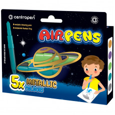 Фломастеры воздушные Centropen AirPens Metallic, 05цв.+1 трафарет, картон. упаковка, европодвес Фломастеры воздушные Centropen AirPens Metallic, 05цв.+1 трафарет, картон. упаковка, европодвес