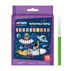 Фломастеры ArtSpace Космос, 12цв., картон, смываемые, европодвес