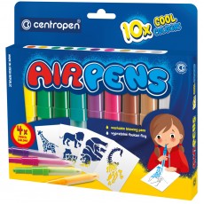 Фломастеры воздушные Centropen AirPens Cool, 10цв.+4 трафарета, картон. упаковка