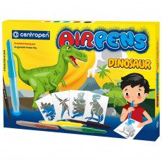 Фломастеры воздушные Centropen AirPens Dinosaur, 05цв.+1 черный фломастер+8 трафаретов, картон. упаковка Фломастеры воздушные Centropen AirPens Dinosaur, 05цв.+1 черный фломастер+8 трафаретов, картон. упаковка
