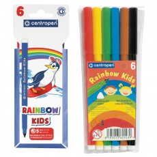 Фломастеры Centropen Rainbow Kids, 06цв., трехгранные, смываемые, ПВХ