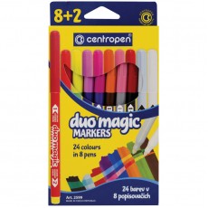 Фломастеры меняющие цвет Centropen Duo Magic, 08цв.+2, 10шт., 24цв., картон, европодвес