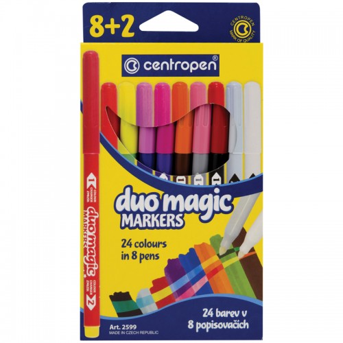 Фломастеры меняющие цвет Centropen Duo Magic, 08цв.+2, 10шт., 24цв., картон, европодвес