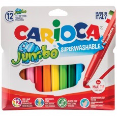 Фломастеры Carioca Jumbo, 12цв., утолщенные, смываемые, картон, европодвес