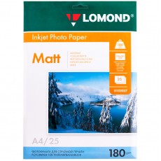 Фотобумага А4 для стр. принтеров Lomond, 180г/м2 (25л) матовая односторонняя