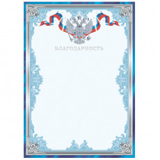 Благодарность А4, ArtSpace, мелованный картон, тиснение фольгой, синяя