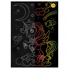 Гравюра с мультицветной основой ТРИ СОВЫ Единорог, А4